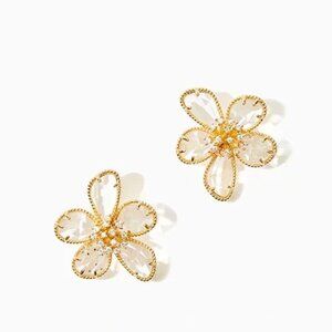 *LIKE NEW*  Lilly Pulitzer Clear Golden Bloom Post Earrings
